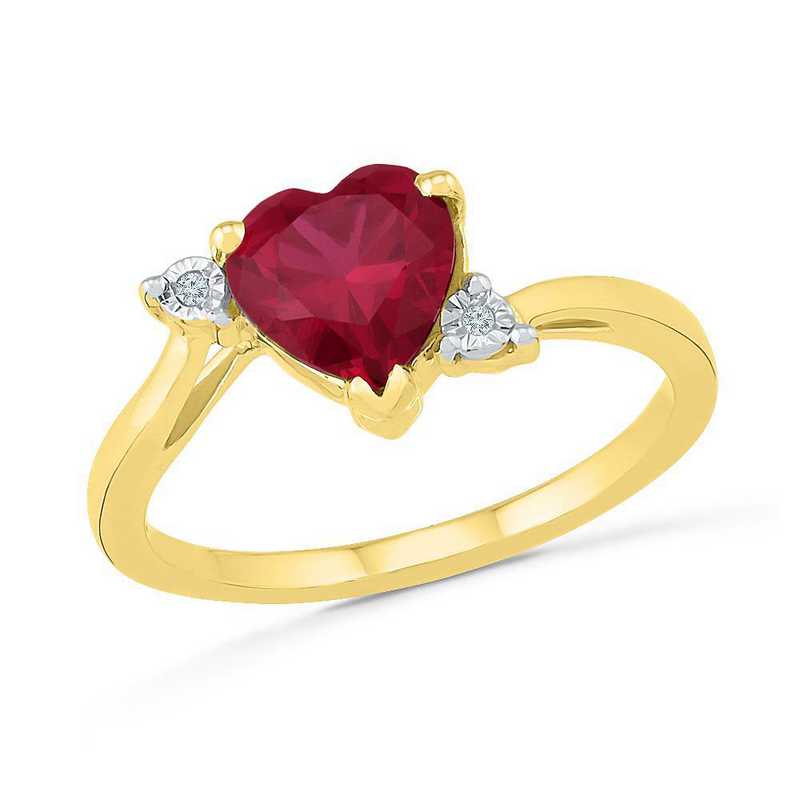 10K Yellow Gold Diamond Accent Created Ruby Heart Ring